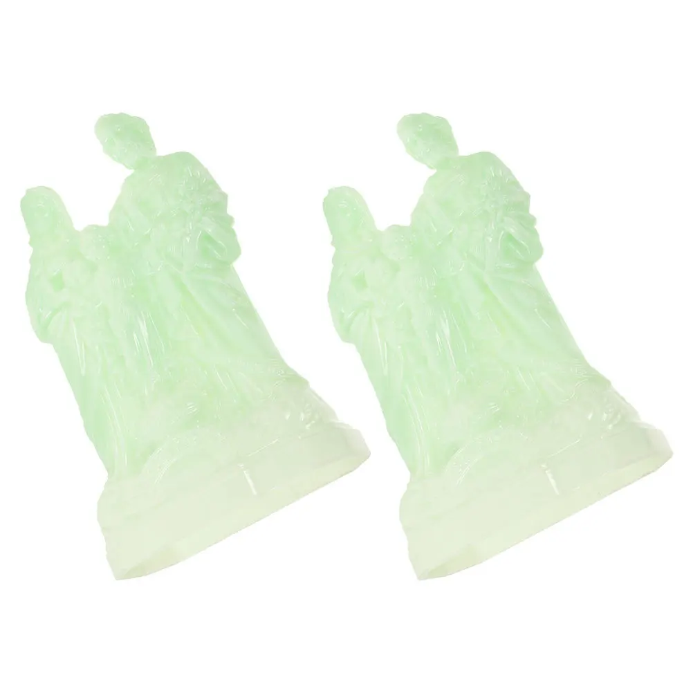 

2Pcs Glowing Family Sculpture Set Spiritual Home Decor with Sacred Father Mother for Bedroom Living Room Use