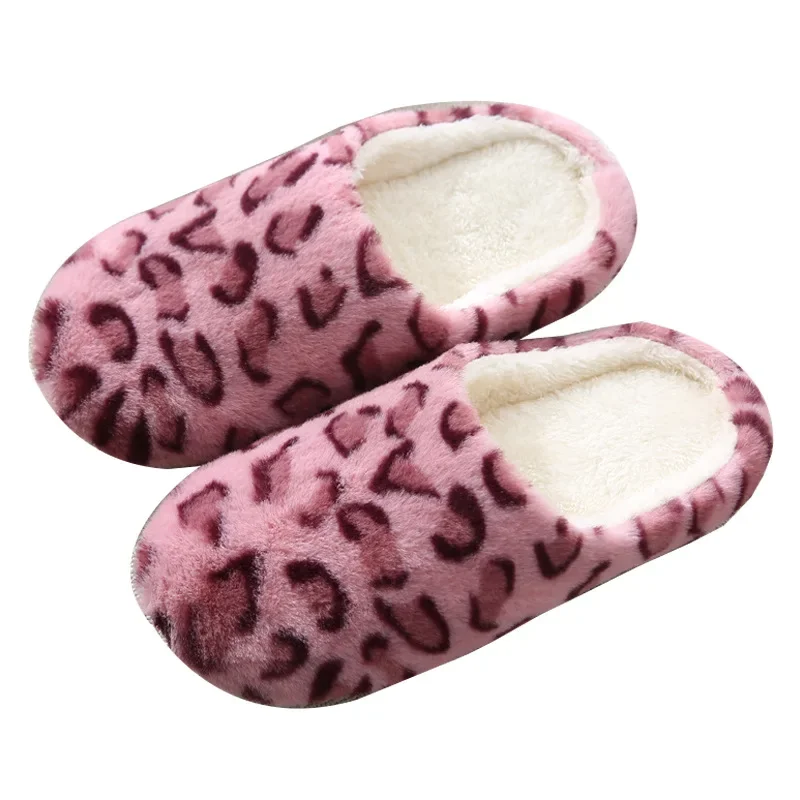 Slippers Men 2024 Winter Soft Comfortable Leopard Pattern Indoor Slides Non-slip Soft Warm Bedroom Women Couples Floor Shoes