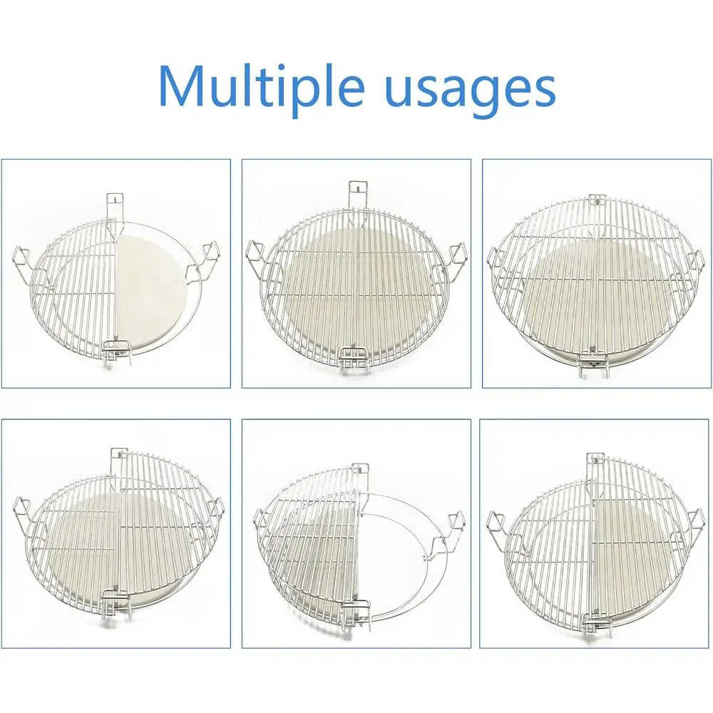 Upgraded Cooking Grates with Heat Deflectors for Large Kamado Grills: Compatible with BGE, Kamado Joe, and Char-Griller Akorn 18