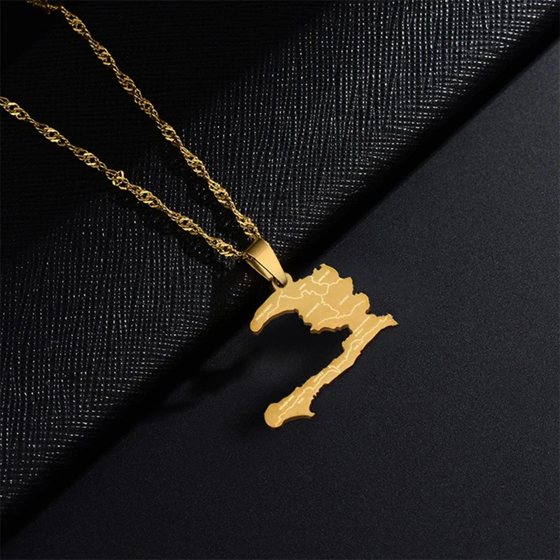 Mode Repiblik Ayiti Karte Stadt Anhänger Halskette Edelstahl Männer Frauen Haiti Karten Schmuck Geschenk – Detail 7