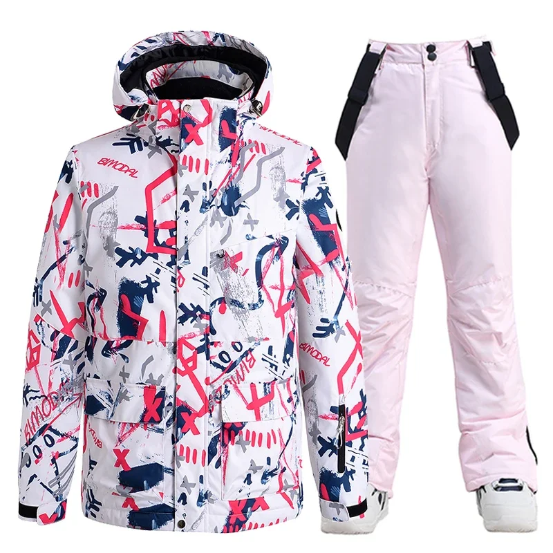 

2022 New Fashion Snowboard Suit Men Wear -30 Warm Skiing Clothing Sets 10k Waterproof Outdoor Winter Costume Snow Jacket Male