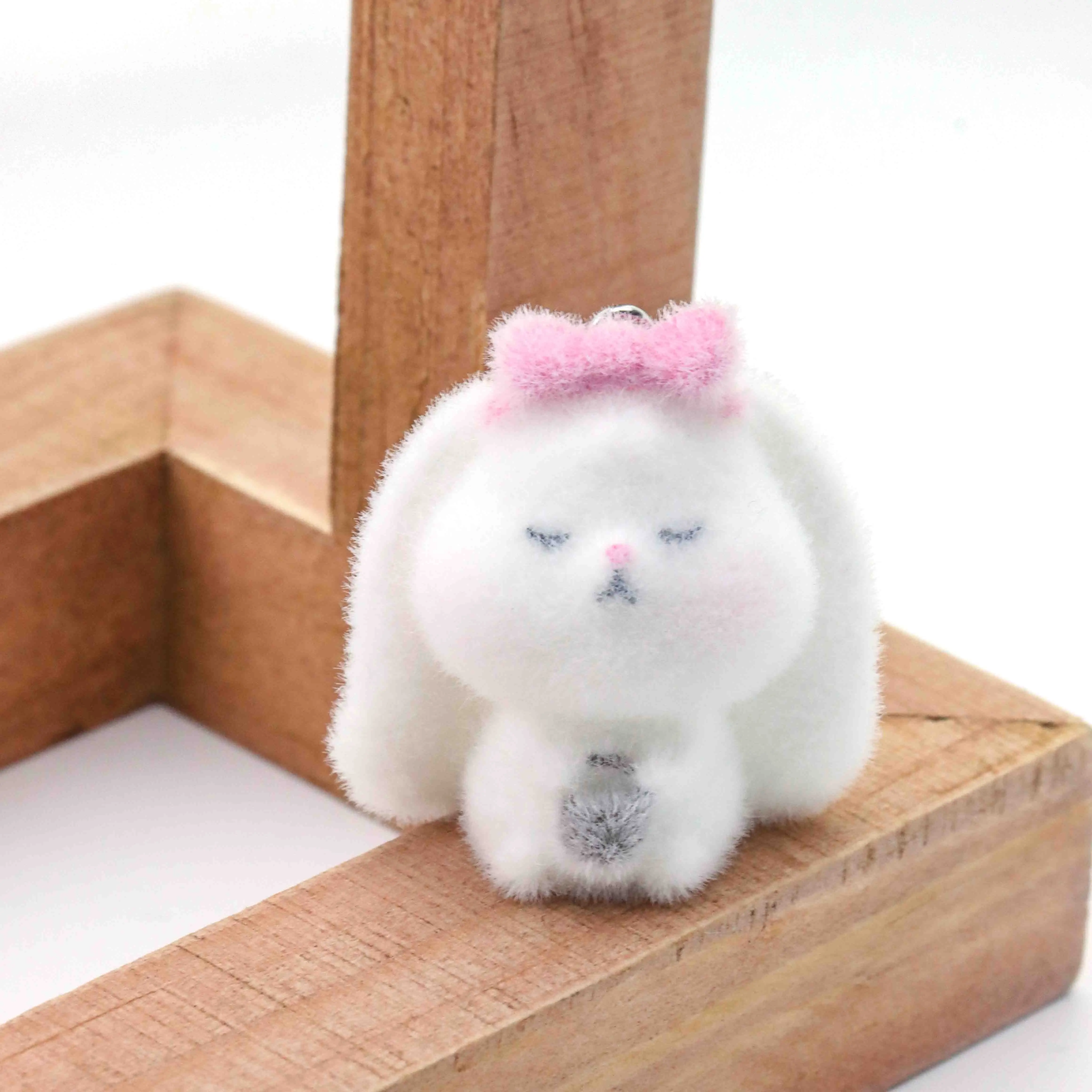 10pcs Resin Flocking Charms Bow Rabbit For Jewelry Making Bag Key Chain Desktop Small Pendant Decorative Ornaments Accessories