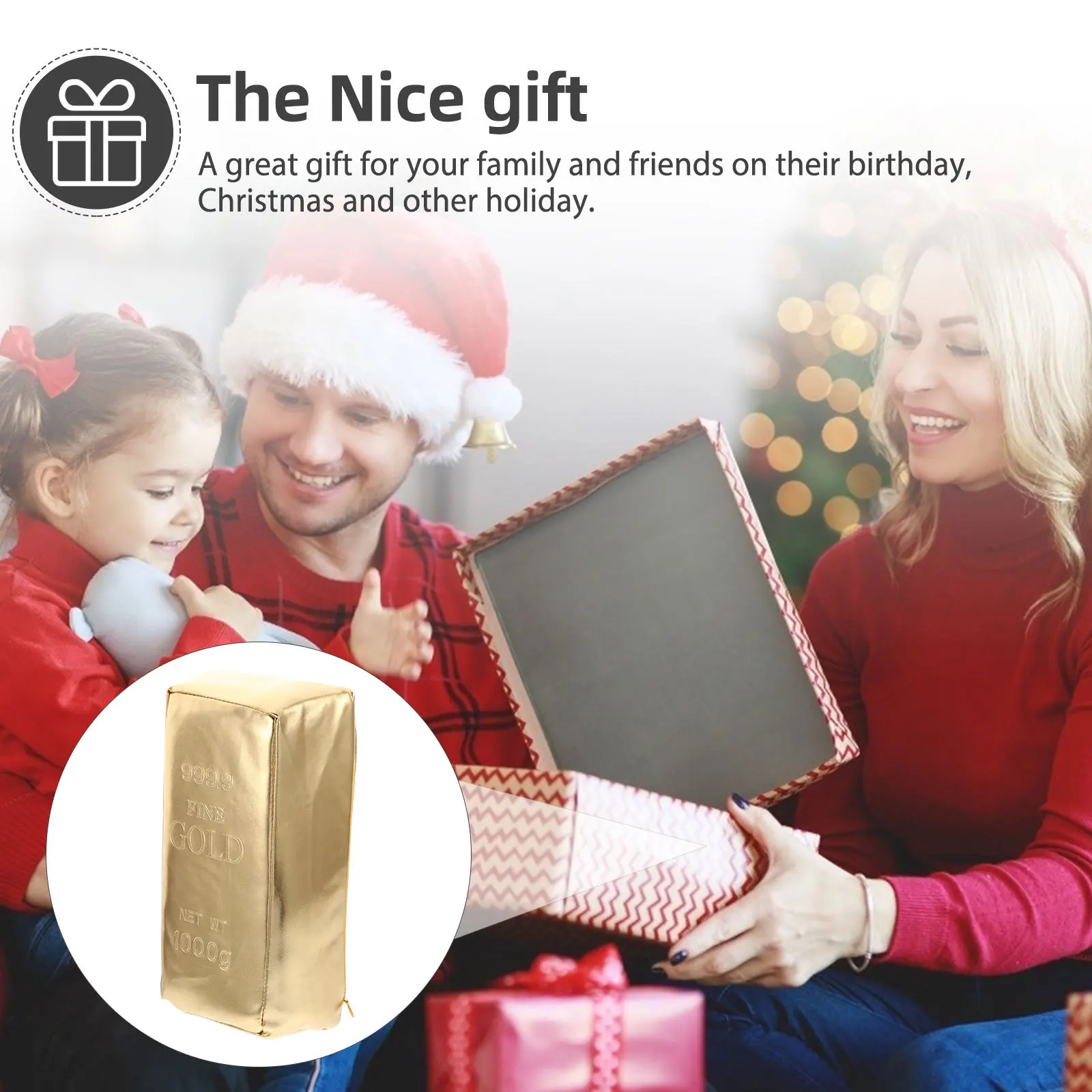 

1Pcs Funny Simulation Gold Brick Pillow PU Portable Office Cushion Home Throw Pillow Chair Decor for Rest
