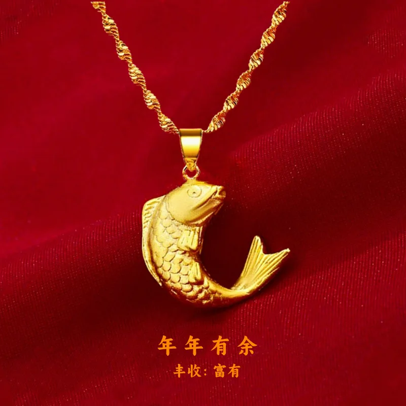 

24K Gold-Plated Luck Koi Fish Pendant Necklace - Non-Tarnish Jewelry for Men and Women, Trendy Gift for Valentine's Day