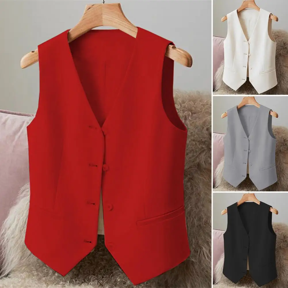 Women Base Layer Vest Short Women Vest Elegant Sleeveless V Neck Women's Vest for Formal Business Style Retro Office or Wedding