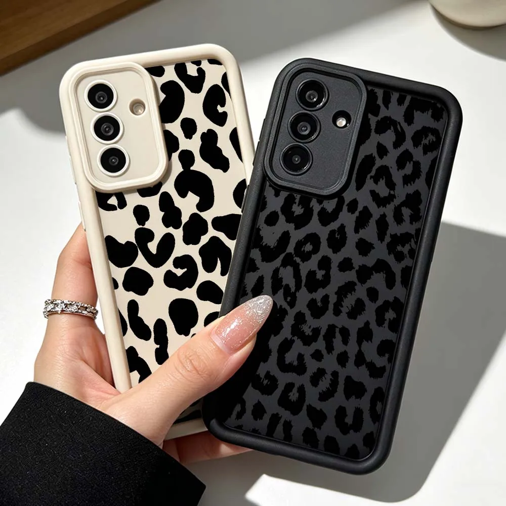 Minimalist Black Leopard Print Cover For Samsung Galaxy A71 A57 A56 A55 A54 A53 A52s A51 A40 A17 A16 A06 Eye Ladder Phone Case