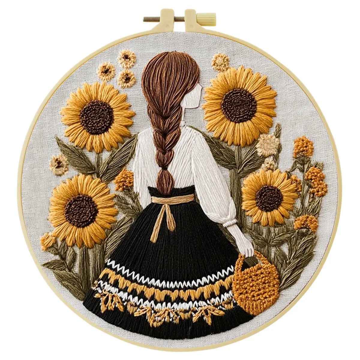 1 Stück 20X20CM/15X15CM 7,87/6,3 Zoll Die Rückansicht des Mädchens Stickerei-Starter-Kit DIY-Kit DIY-Stickerei-Kit Handarbeiten – Detail 3
