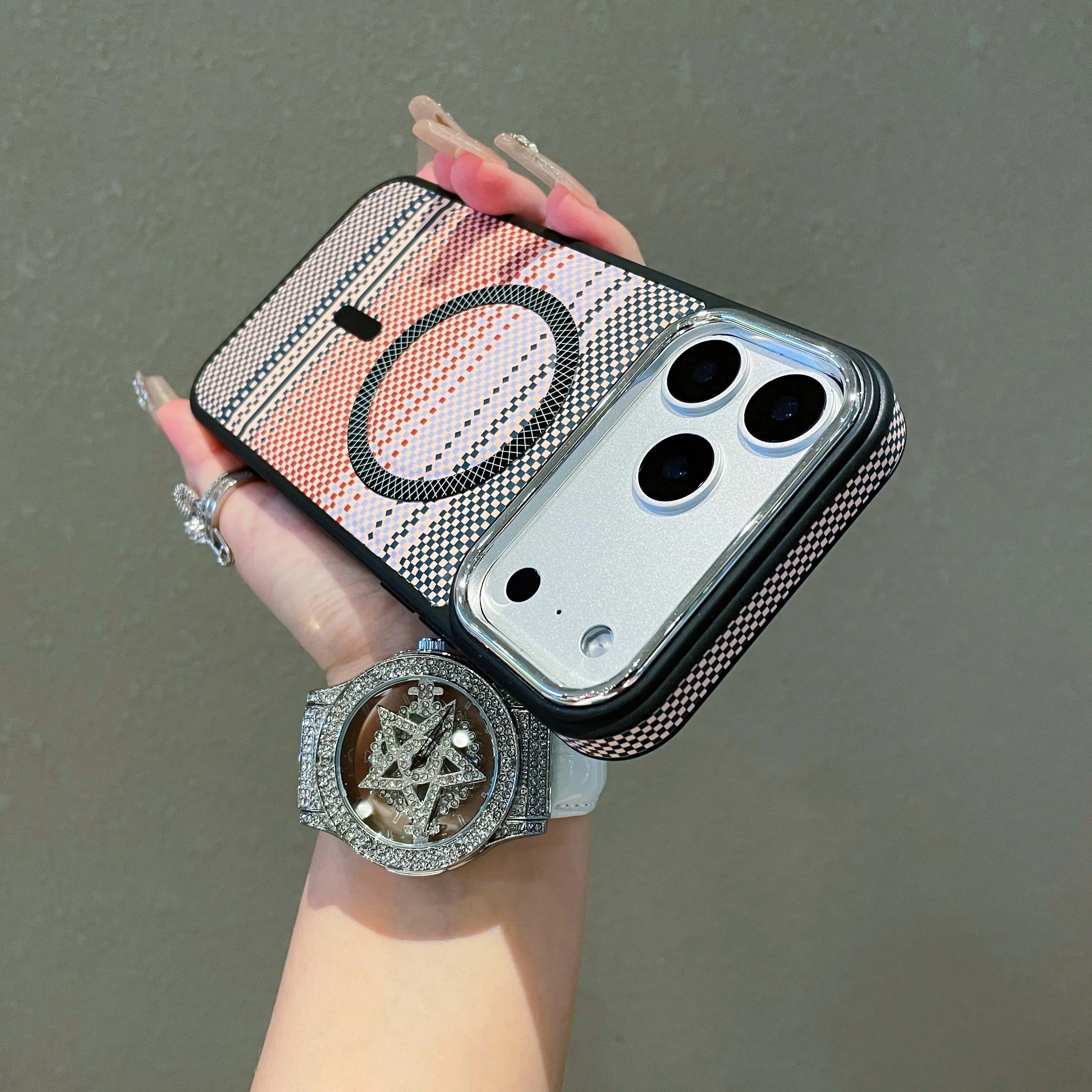 Carbon Fiber Striped Magnetic Charging Phone Case For Magsafe iPhone 17 Air 16 15 14 13 12 11 Pro Max Shockproof Colorful Cover - view 3