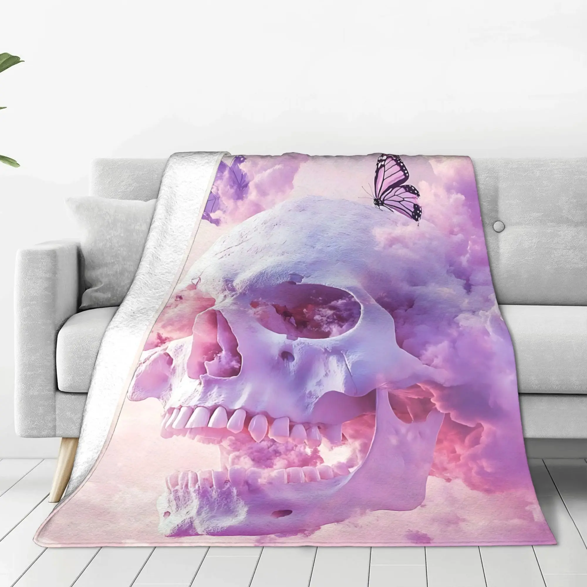 1PC Skeleton Vortex  Winter Blankets for Adults Bedding Home Interior Sofa Knee Black Friday Deals