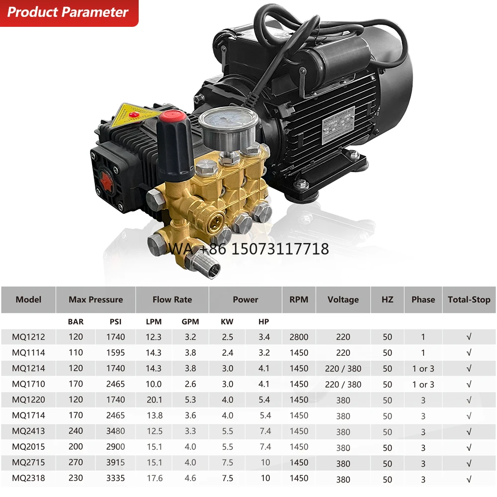 

2900Psi 200Bar Electric Jet Washer High Pressure Electric Pressure Washer 110v Pump and Motor