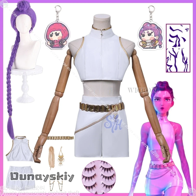 

Rumi Huntrix WHAT IT SOUNDS LIKE сценическая форма Kawaii фильм Kpop демон косплей белый Корея идол сексуальное мини-платье Хэллоуин