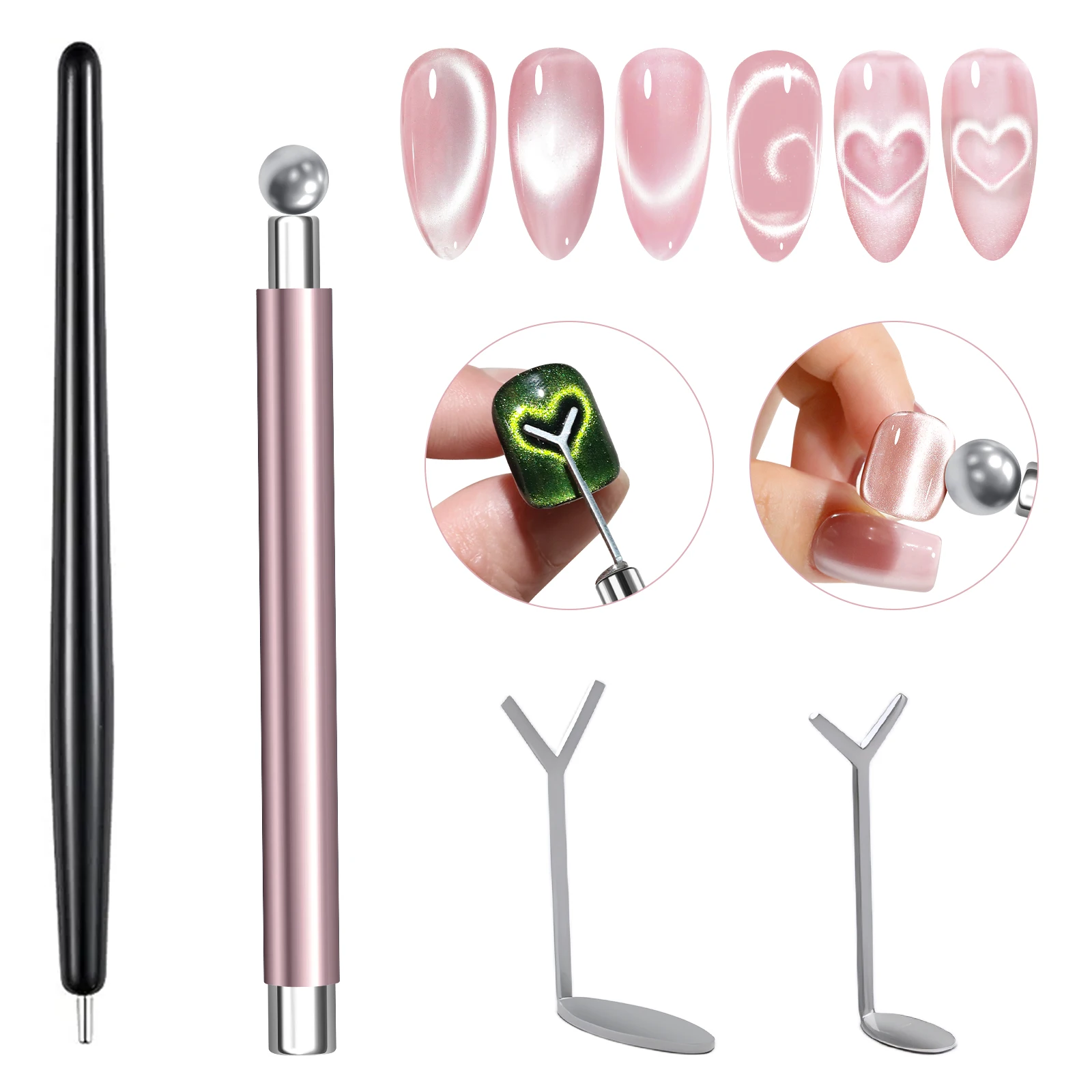 4-in-1 Katzenaugen-Nagelmagnet-Set, magnetischer Stift, runder Herz-Magnetstift für Katzenaugen-Gel-Nagellack, DIY-Salon-Nagelkunst-Maniküre-Werkzeuge – Detail 3