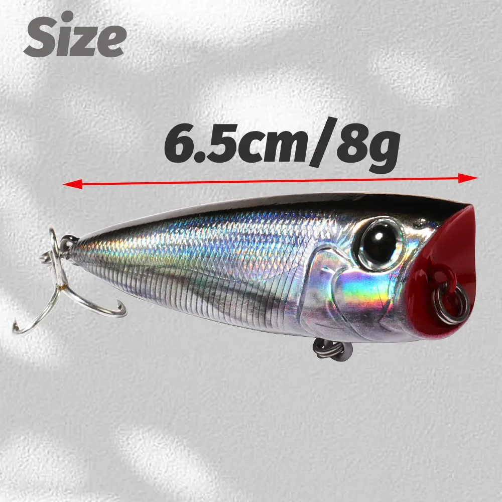 Top Water Drijvende Popper 8G 6.5Cm Lokken Stalen Bal Koperen Ballastbalanssysteem Swimbait Pesca Wobbler Minnow Pak Krukaas Aan