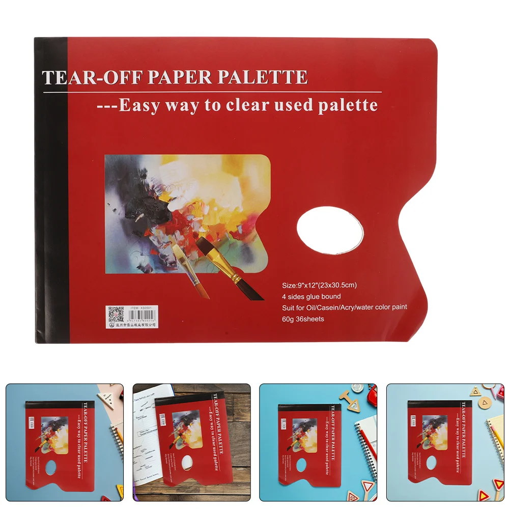 แผ่นกระดาษสีแบบฉีกได้ 2 ชิ้น สำหรับผสมสีอะคริลิก สีน้ำมัน สี gouache ใช้สำหรับวาดภาพนอกสถานที่ นักเรียน ศิลปิน