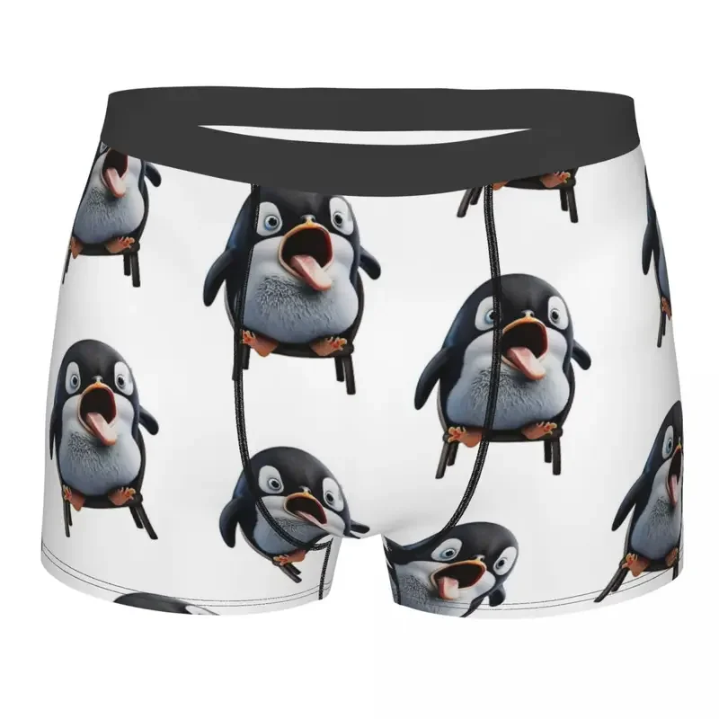 Sitting On Chair Man's Boxer Briefs Underpants Angery Pingu Highly Breathable High Quality Gift Idea