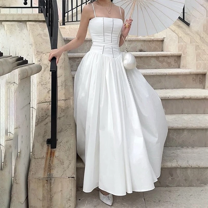 แม่ไมคิลาเบชุดเดรสยาวฤดูร้อนผู้หญิงพิมพ์ลายดอกไม้แขนกุดสลิมฟิตสายรัดปาเก็ตตี้ชุดเดรสเลดี้ ฟลอวี่ เอ-ไลน์ แม็กซี่เดรส