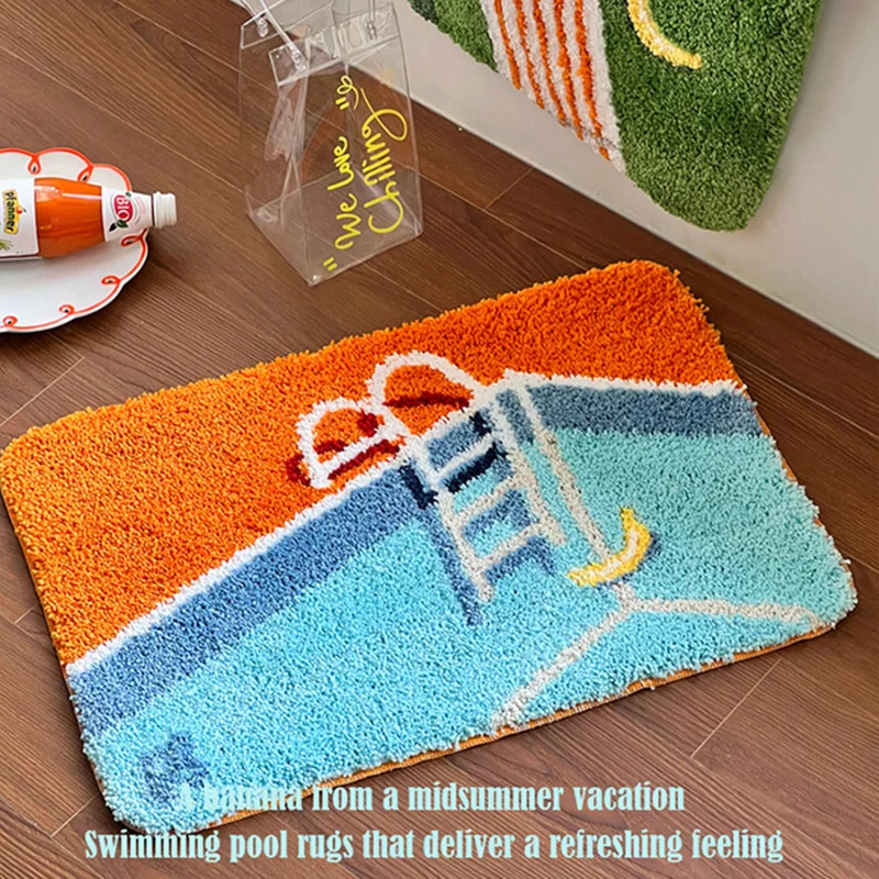 

Adorable Bathroom Door Mat Anti-Slip Water Absorbent Machine Washable Cute Toilet Entrance Rug Modern Style Small Carpet