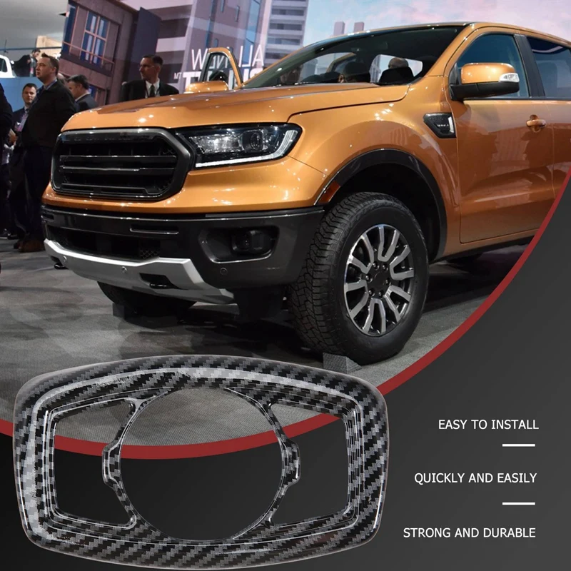 Cubierta de interruptor de Faro de fibra de carbono, marco de botón de Control embellecedor para Ford Ranger / Everest 2015-2021, accesorios