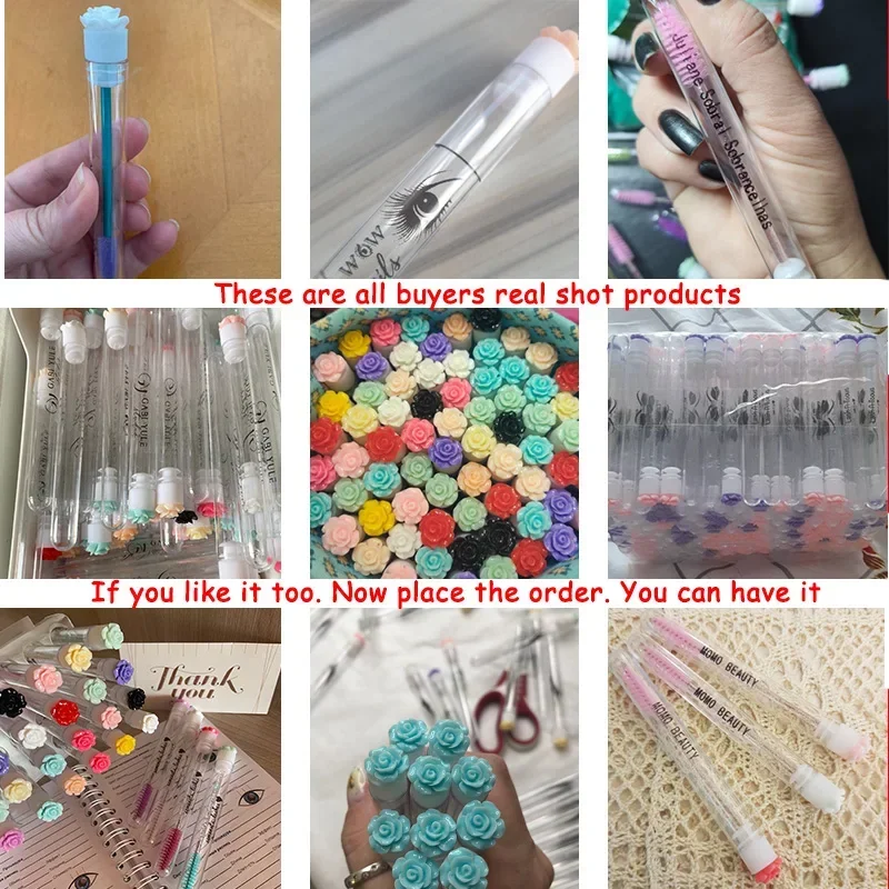 Customized Logo Eyebrow Brush Tube Reusable Eyelash Brush Dust-Proof Mascara Applicators Makeup Brush 50/100pcs LAUKISS