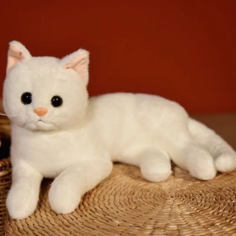 

Kawaii Lifelike Cat Plush Toys Doll Soft Baby Toys Stuffed Pure Colors Grey White Yellow Kitten Toy Pets Animal Kids Gift