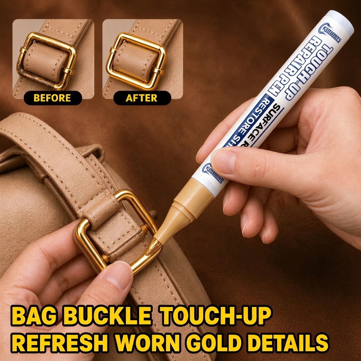 Color Restoration Pen, Used to Restore the Color of Jewelry Surfaces; Converts Other Colors into Golden; Suitable for Necklaces,