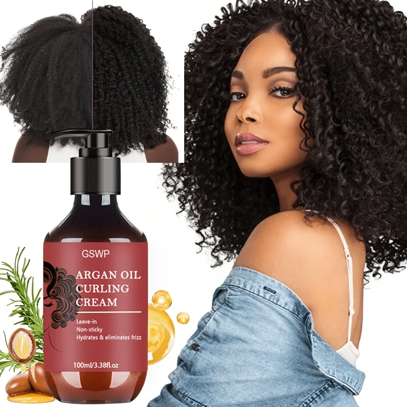 Crema para rizos con aceite de argán GSWP, proporciona una fijación duradera para los rizos, hidrata profundamente y suaviza el cabello. 100/200 ml