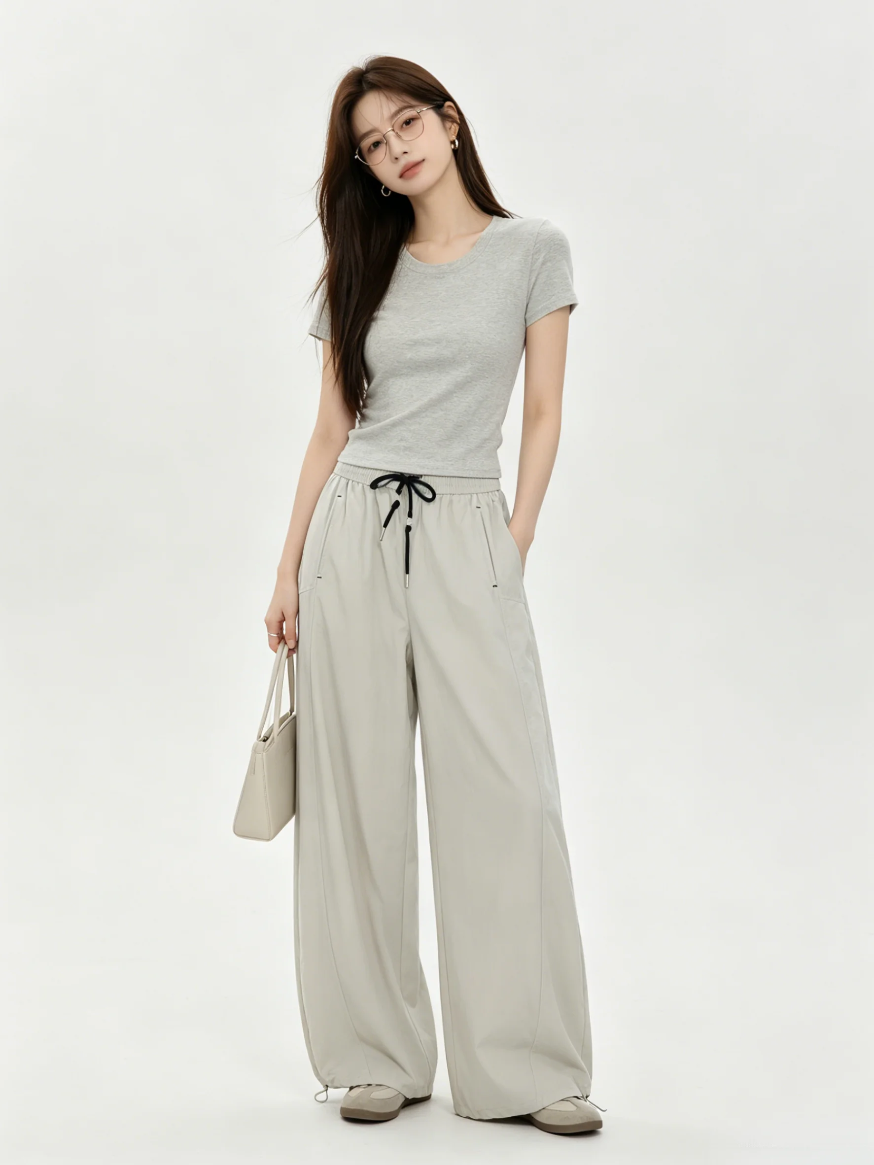 

Slimming High Waist Wide Leg Pants Breathable Casual Loose Trousers Skin-friendly Summer 2026 Korean Style Casual Pants