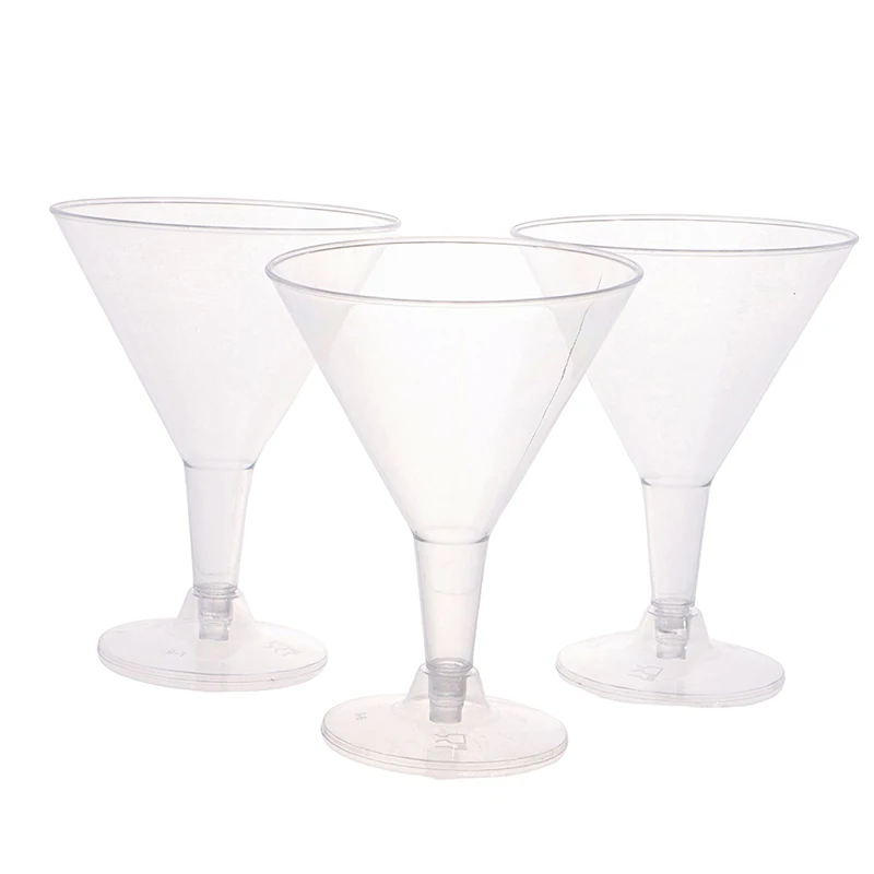 6 Pcs 200ml Clear Plastic Martini Glasses Disposable Whiskey Cups Cocktail Cups For Party Bars