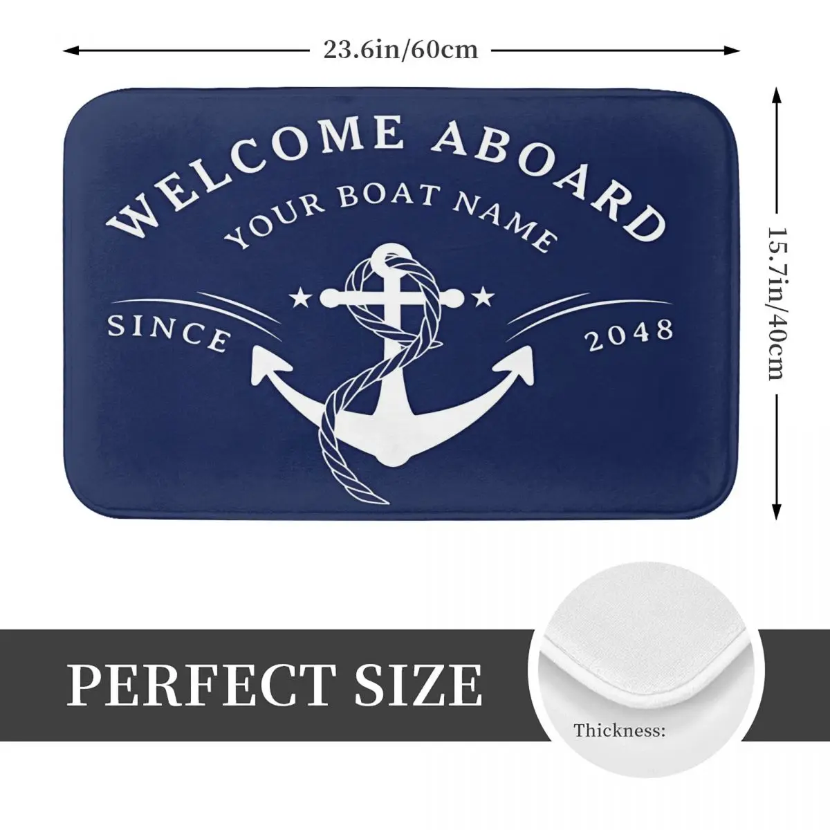 Nautical Welcome Aboard Anchor Foot Mat Kitchen Shower Room Navy Blue Bath Mat Fast Dry Bathroom Rug Absorbent Toilet Mat