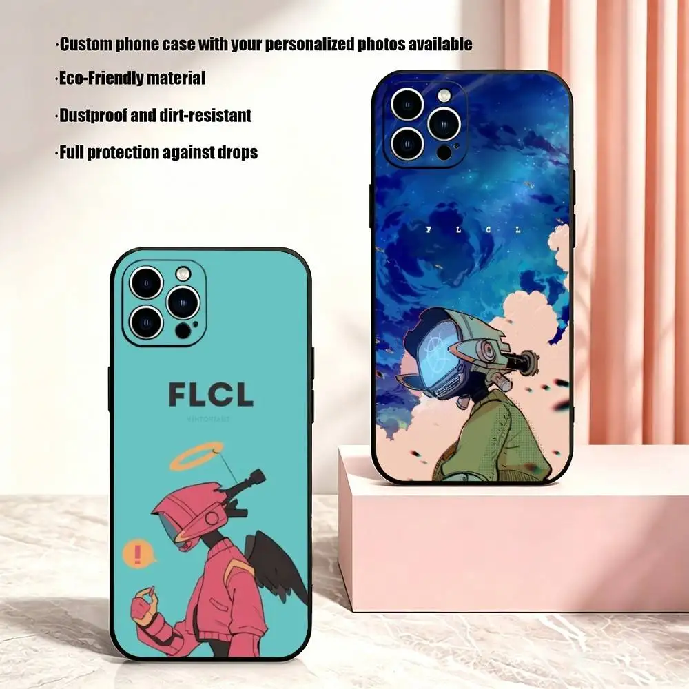 Funda de Silicona Suave para Teléfono FLCL (Fooly Cooly Cyber Love) para iPhone 17 16 15 14 13 12 XR Pro Max Plus