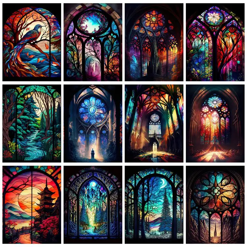 RUOPOTY Oil Painting By Numbers For Handicrafts Building Landscape Diy Set Gift Wall Decoration Handpainted Painting Decors Fant