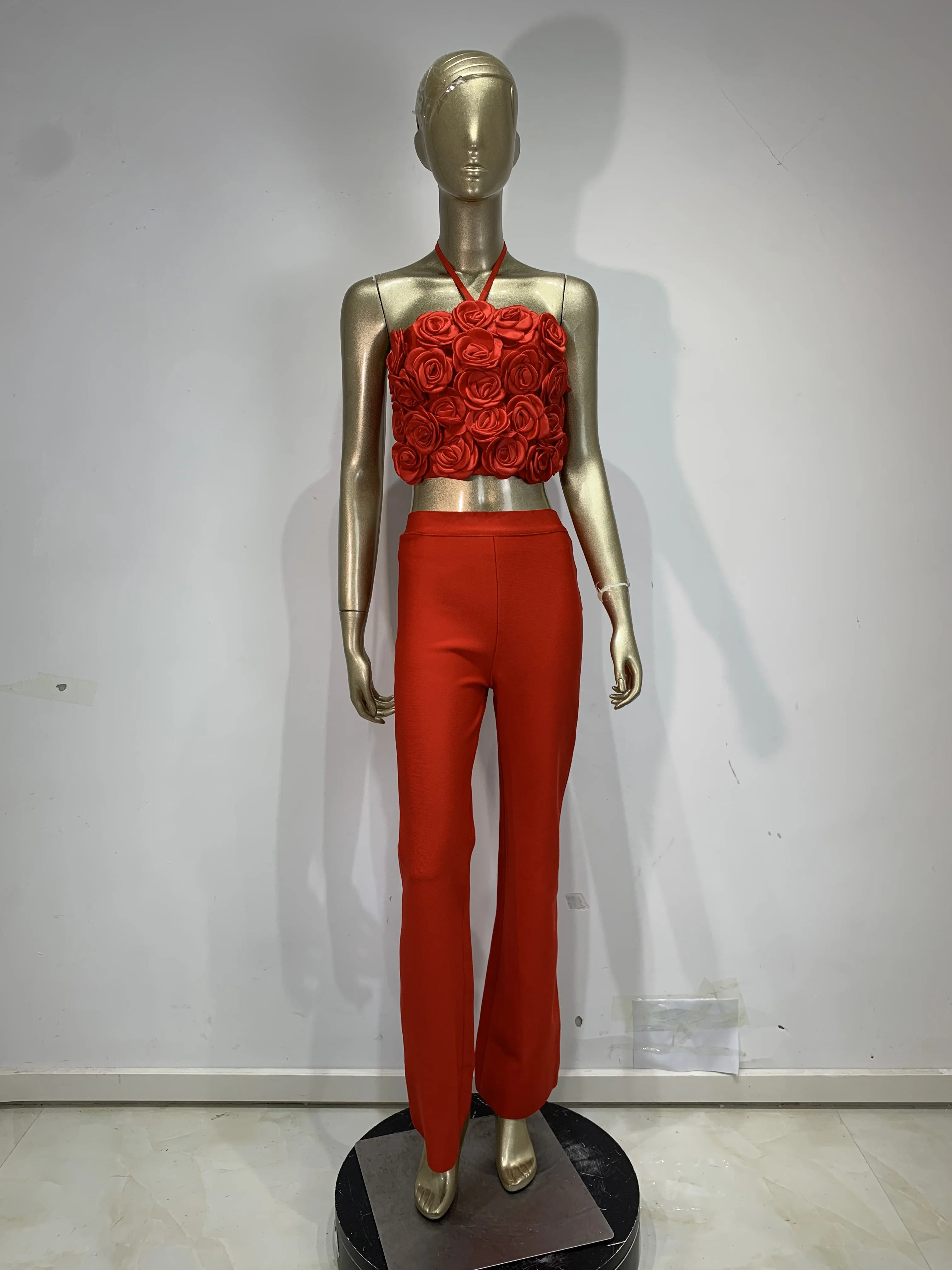 

Women Sexy Halter Backless bodycon Two-Piece Set Celebrity Designer Fashion Evening Party Club Birthday Bandage Outfit