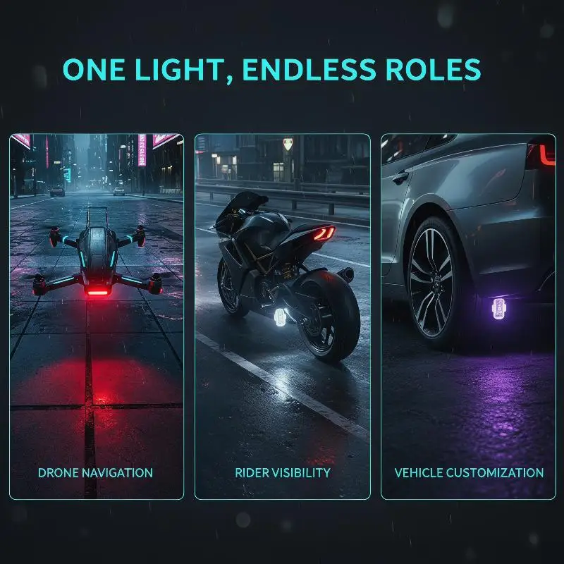 

Motorcycle LED RGB Warning Light Universal Mini Signal Light Drone With Controller Strobe Light 7 Color Indicator Safety Lights