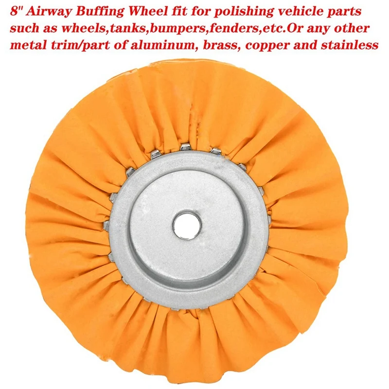 8 Inch Airway Buffing Wheel,5/8 Inch Arbor Hole, Hard Polishing For Angle Grinder, 2PCS