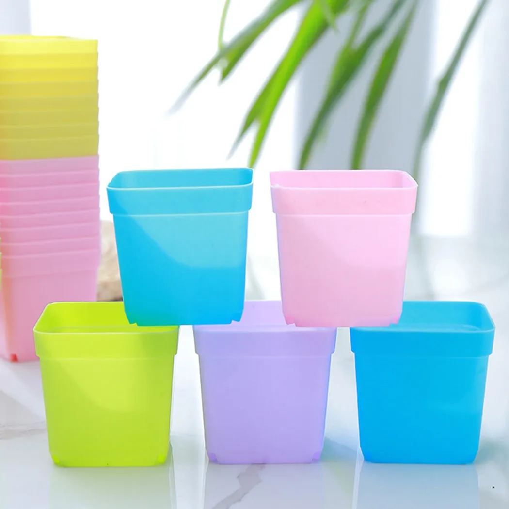 10pcs Plastic Flower Pot Basin Succulent Flowerpots Colorful Plant Pot Plastic Nursery Pots For Home Decor GardenAccessories