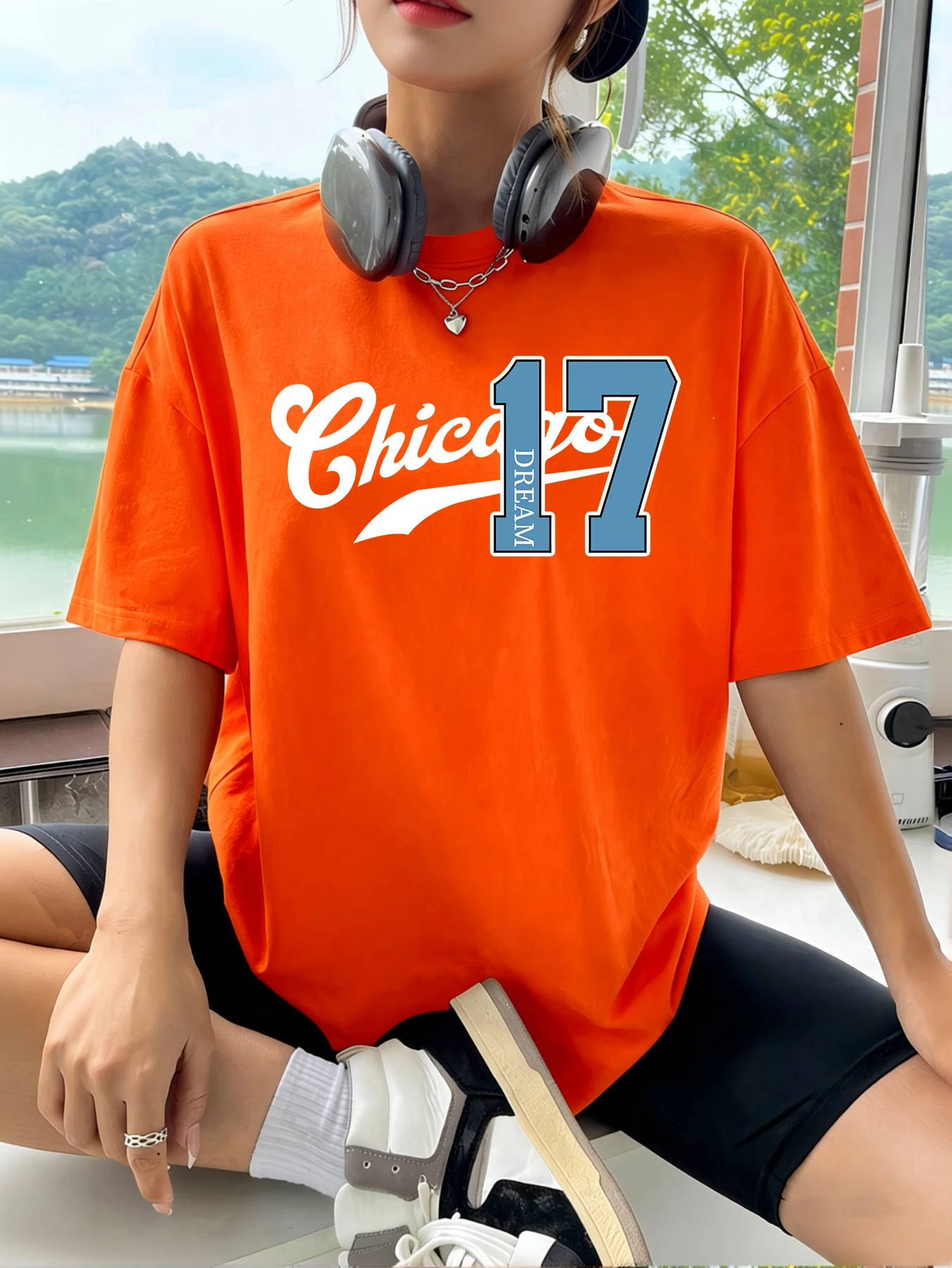 Chicago Dream Number 17 Design Womens T-Shirt Soft Oversized T Shirts Breathable Cotton Streetwear Summer Casual Short Sleeve