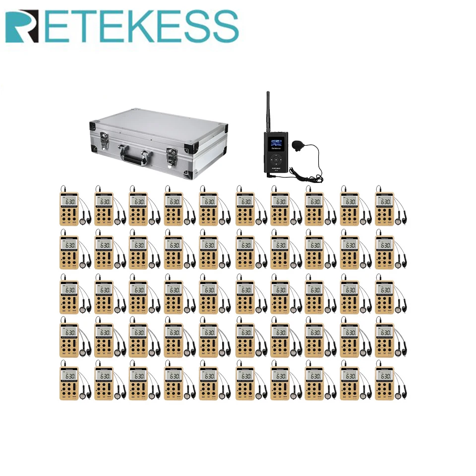 RETEKESS Tour Guide System 1pc FT11 FM Transmitter 50pc V112 FM Receiver For Tour Guide Conference Hajj With 1pc Storage Box