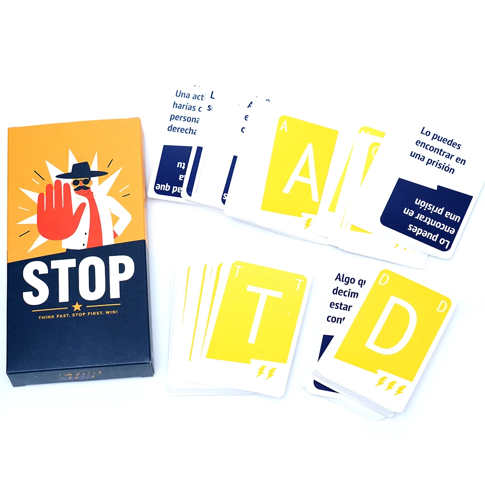 Juego de Cartas en Español Más Vendido: STOP, Juego de Cartas de Palabras de Ritmo Rápido, Desafío de Categorías y Correspondencia de Letras, ¡Piensa Rápido!