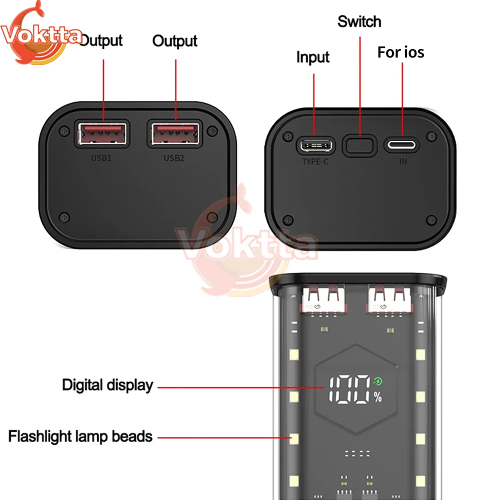 4*21700 uchwyt baterii USB DIY szybkie ładowanie opakowanie na Power Bank obudowa baterii etui QC4.0 szybkie ładowanie bezlutowane zestaw zasilanie