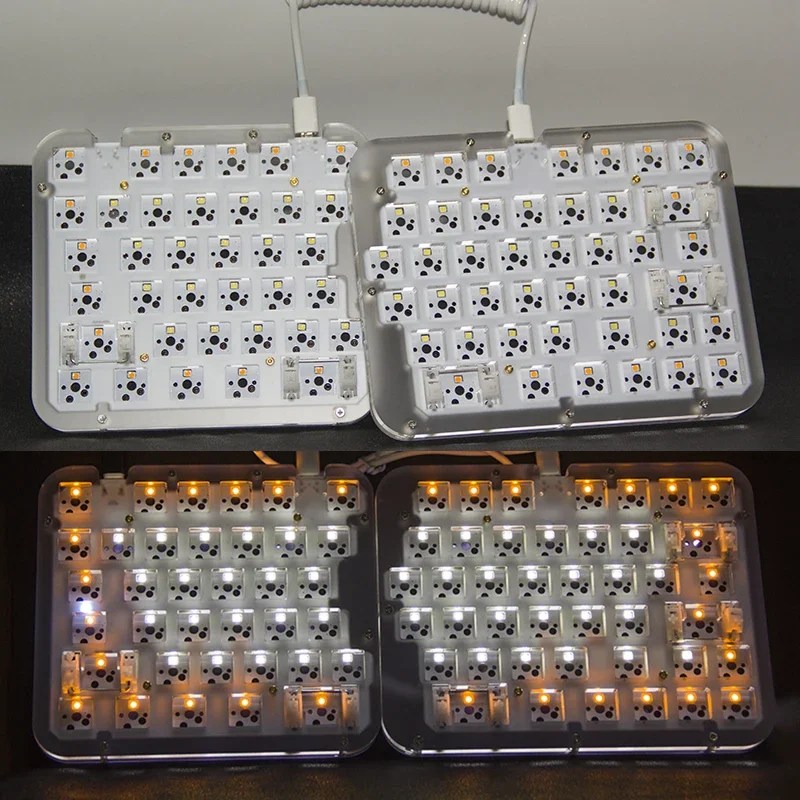 Diy 78 Key Split Keyboard Kit Custom Hot Plug Wired RGB Mechanical Keyboard Layout Prog Rammable VIA Key Compatible LED Switch