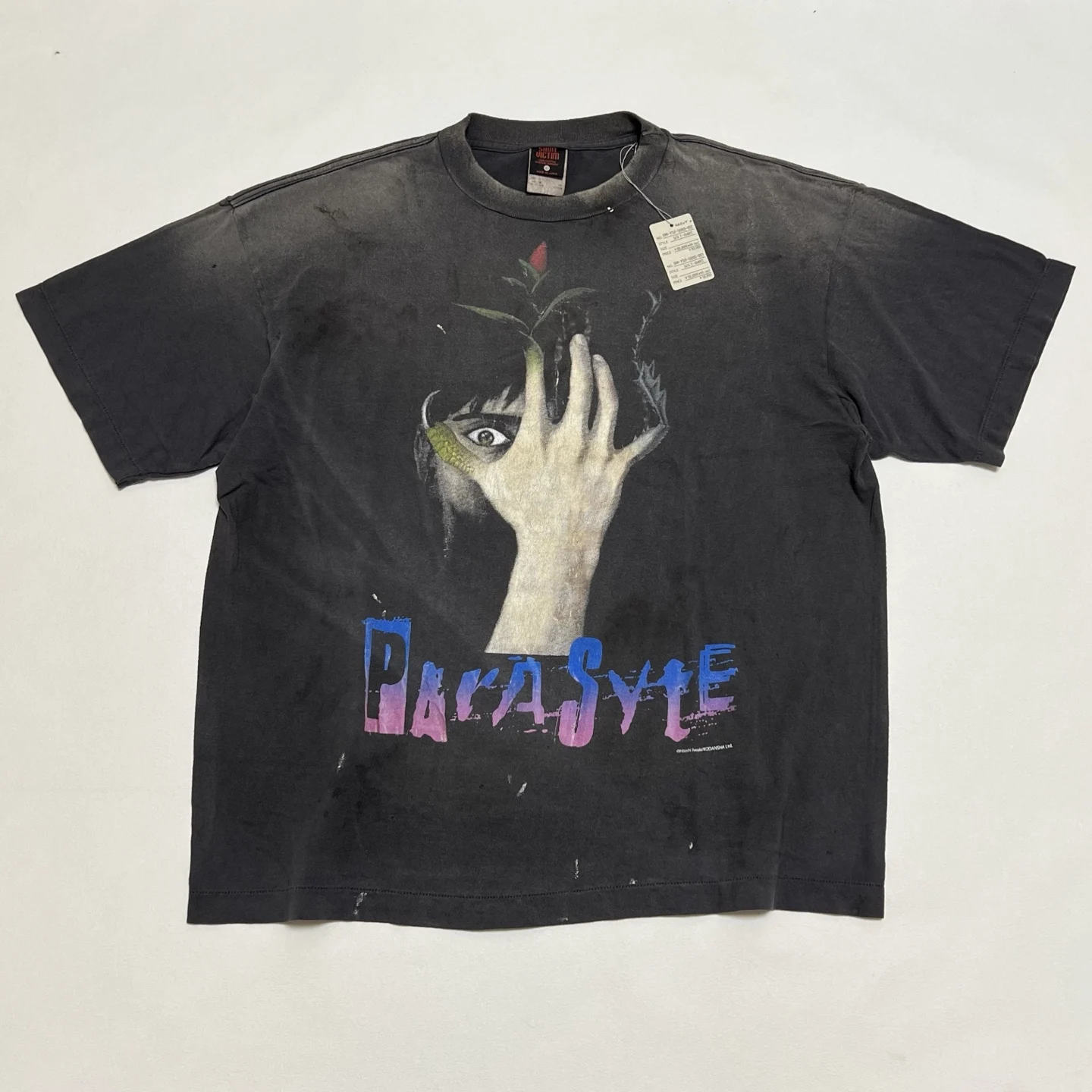 

Washed SAINT Parasitic Printing Vintage T Shirt Men Women Oversize Tee Tops T-Shirt