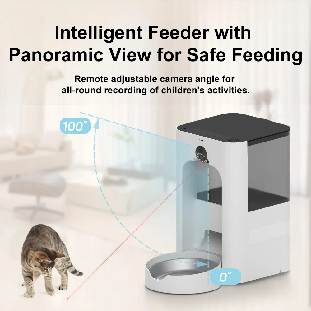 広角デュアルバンドWiFiスマートペットフィーダー、レーザー - Automatic Pet Feeder Dual Bowl Stainless のレビューと価格