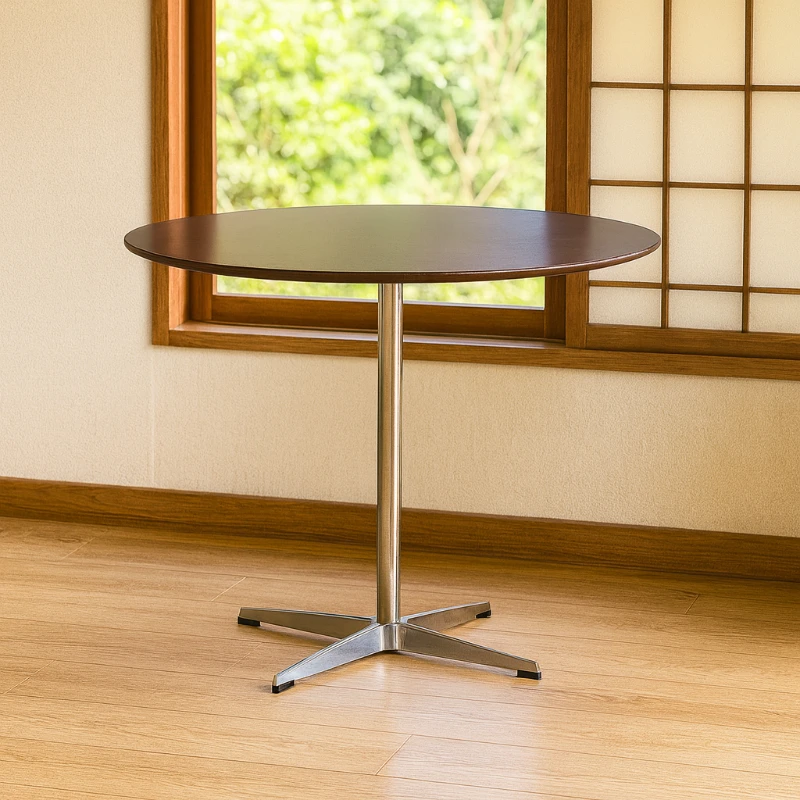 Vintage Style Solid Wood Bar Table Stainless Steel Coffee Table for Commercial Milk Tea Shops Modern Office Negotiation Desk