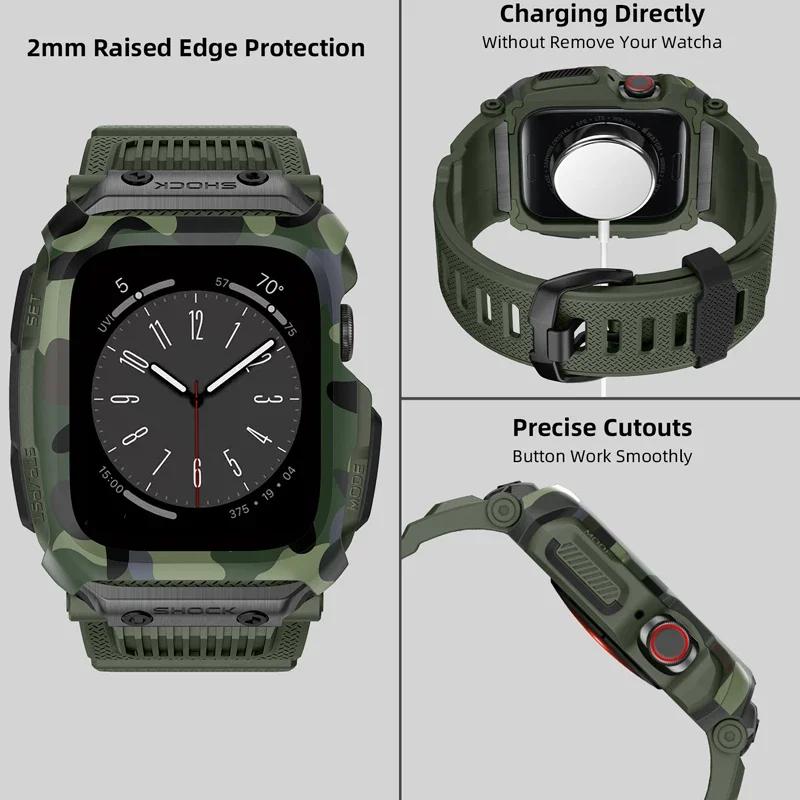 Sport Case+Strap for Apple Watch Band 8 7 45mm Waterproof Drop-Resistant iwatch series 6 SE 5 4 3 2 44mm 42mm Mod Kit correa