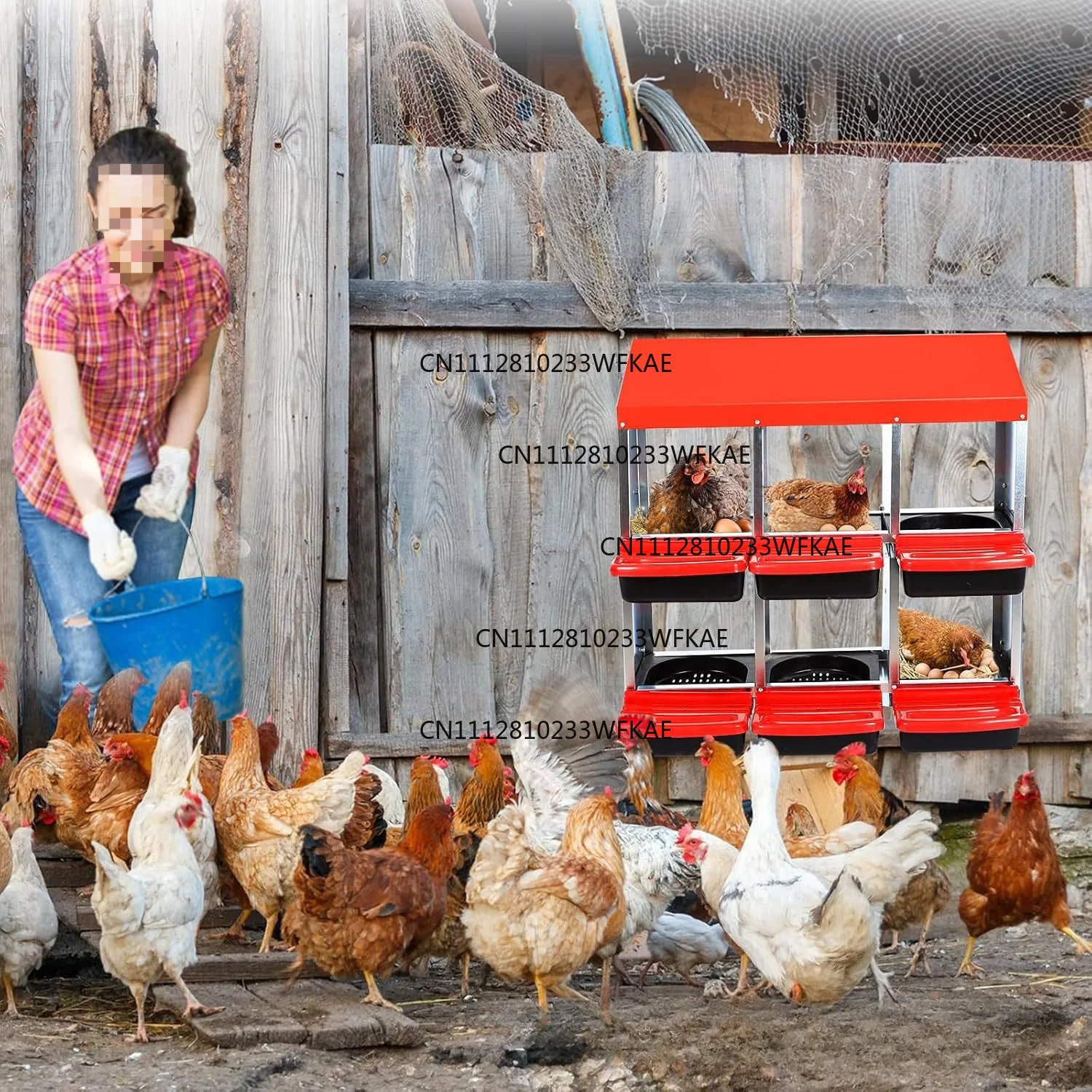 Chicken egg laying box Galvanized sheet Double-layer six-hole chicken nest hanging Flat dual-purpose assembly