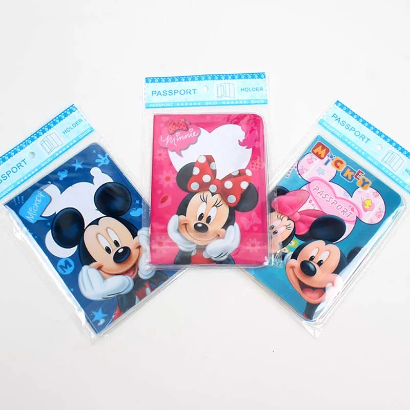 Disney Minnie Travel Accessories Passport Holder PU Leather Cute Women Girls Travel Passport Cover Case Card ID Holders Gift