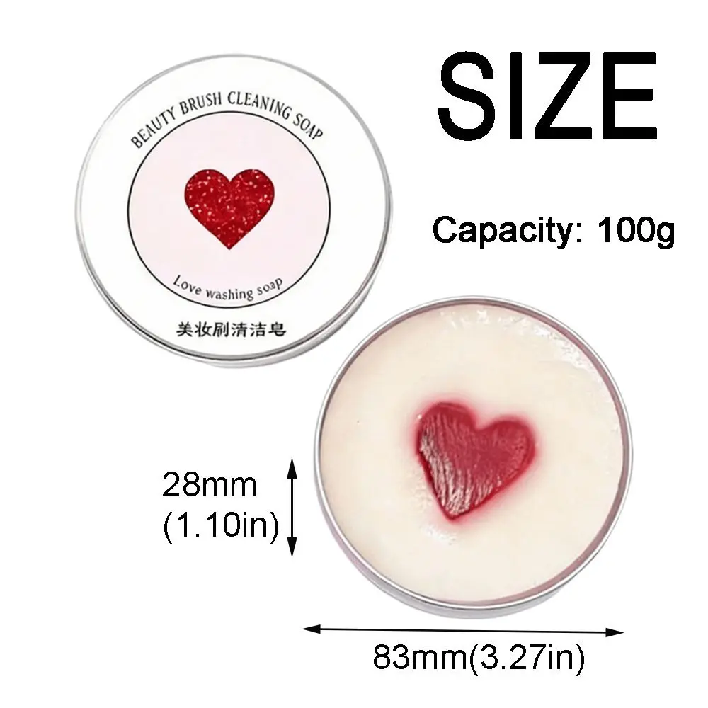 Sabão para Limpeza de Pincéis de Maquiagem com Aroma de Pêssego em Forma de Coração Ferramenta de Limpeza Profunda Remoção de Cor