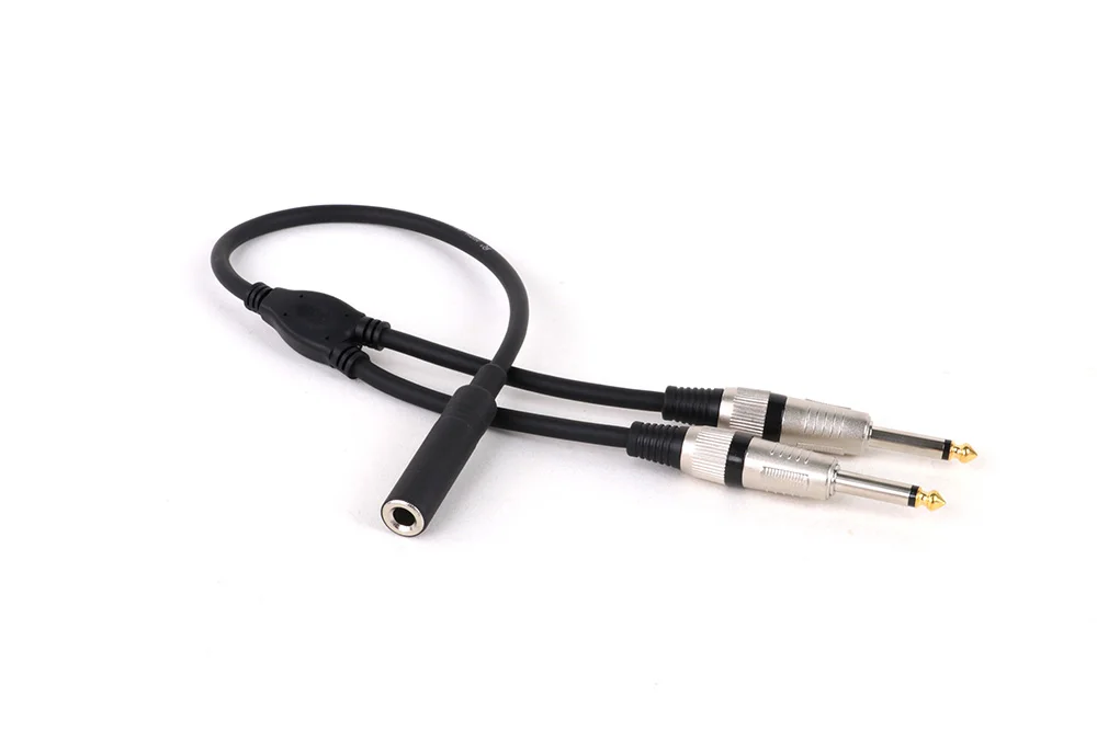 6,35mm Buchse auf 2 6,35mm Stecker Adapter kabel 1/4 6,35mm ts/trs Stecker auf zwei 6,35mm Mono-Buchse y Splitter Stereo-Audio kabel – Detail 6