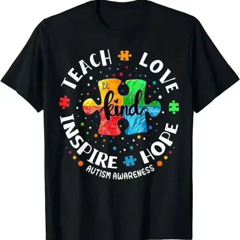 T-shirt de sensibilisation à l'autisme pour les enseignants, diffuse l'espoir et l'amour, inspirant et encourageant