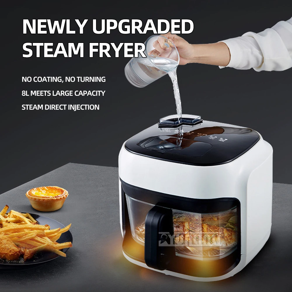 

8L Household Multi-Functional Deep Frying Large Capacity Visual Air Fryer 1200W Intelligent Air Fryer